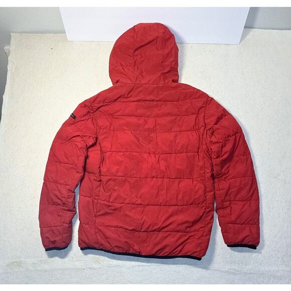 Calvin Klein Red Puffer Jacket w/ Hood–Sorona Aura Insulation, Warm & Breathable - Picture 2 of 6
